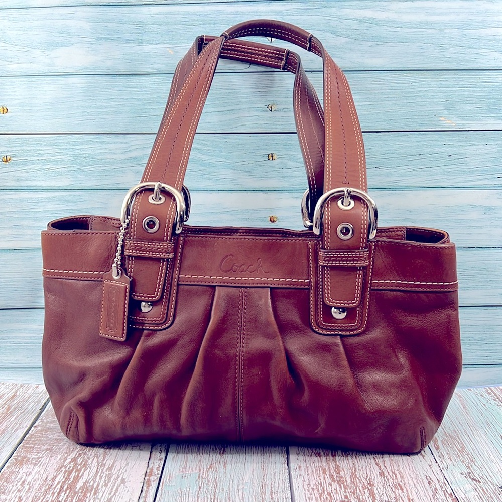 🌺 COACH SATCHEL BUCKLE BROWN CHOCOLATE LEATHER G06573-F13732